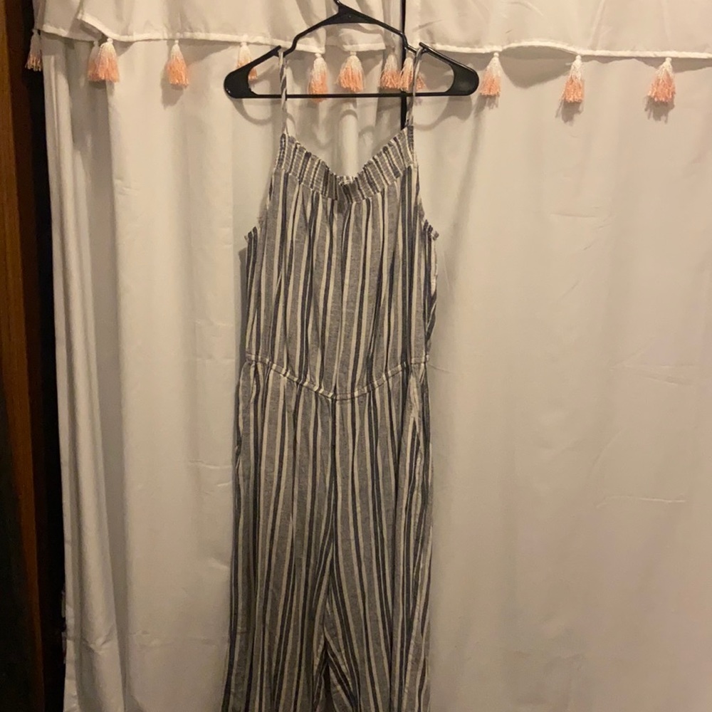 Blue and White Striped Jumpsuit - Worn Lightly